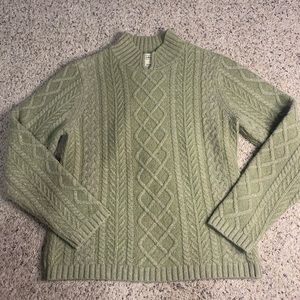 LL Bean Merino Wool Angora Cable Knit Sweater S